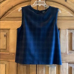 Theory Huntsly Plaid Sleeveless Wool Shell Large